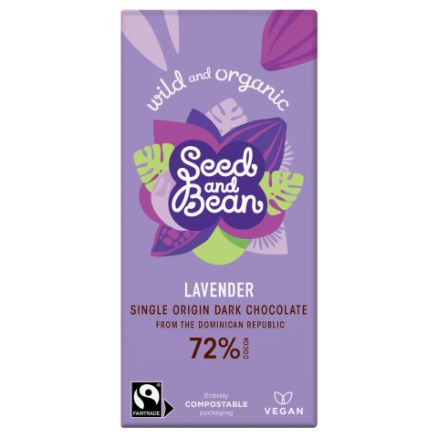 Dark 72% Fairtrade & Org Lavender Bar