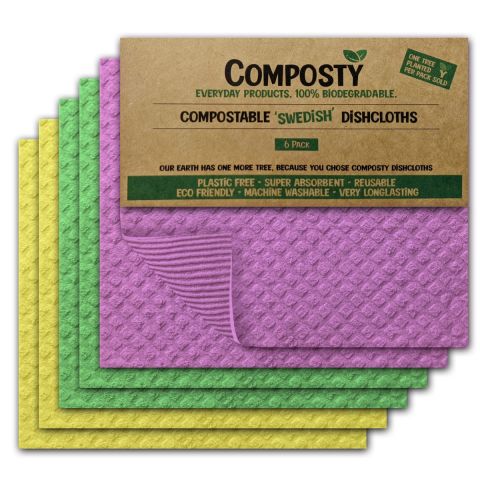 Composty Swedish Dishcloths (Assorted Colours) (6pc)