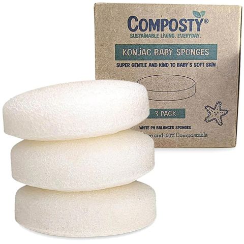 Composty Konjac Baby/Infant Bath Sponges (3pc)