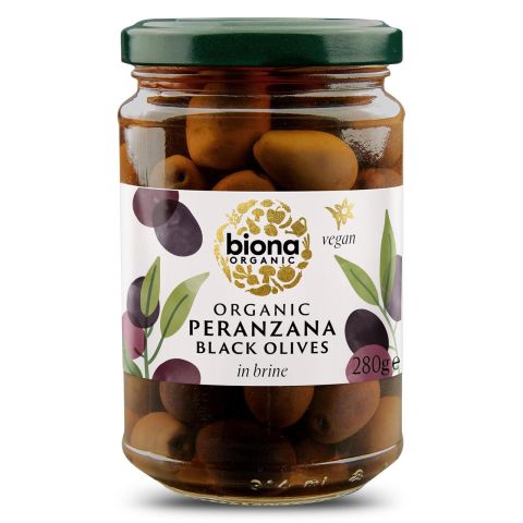 Biona Black Whole Peranzana Olives in Brine Organic (280g)