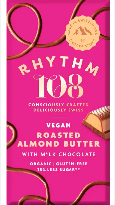 Rhythm 108 Roasted Almond Butter Tablet M'lk Choc (100g)