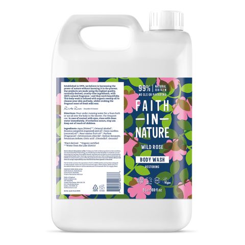 Faith In Nature Wild Rose Body Wash 5L