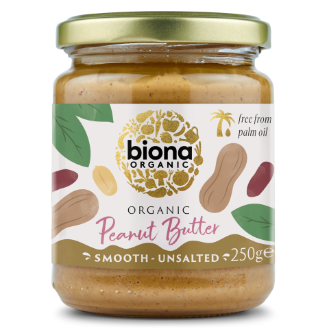 Biona Organic Peanut Butter - Smooth - Unsalted (250g)