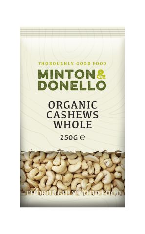 Minton & Donello Organic Whole Cashews (250g)