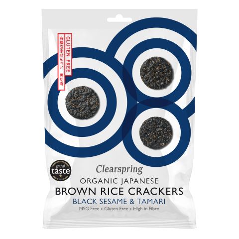 Clearspring Org Brown Rice Crackers - Black Sesame (40g)