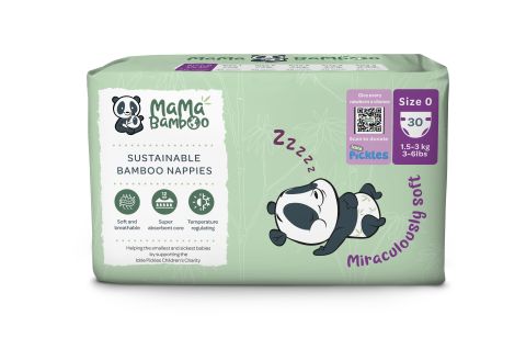 Mama Bamboo Eco Nappies - Size 0 (Tiny Baby) (30pc)