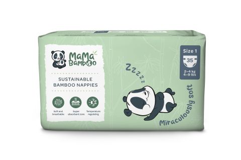 Mama Bamboo Eco Nappies - Size 1 (Newborn) (35pc)
