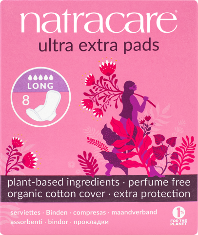 Natracare Ultra Extra Pads Long w/wings (8pc)