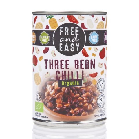 Free & Easy Organic Three Bean Chilli (400g)