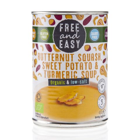 Free & Easy Org B/nut Squash Potato Turmeric Soup (400g)