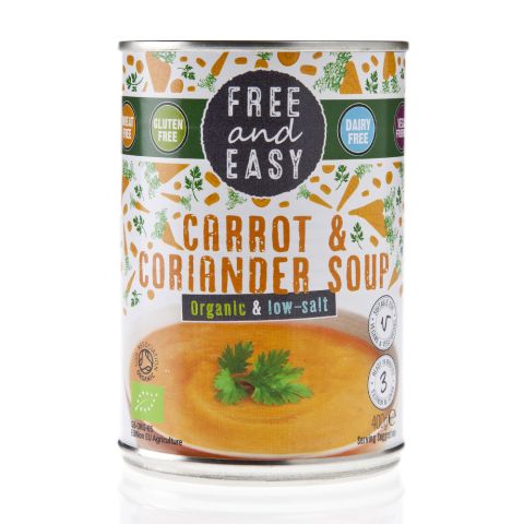 Free & Easy Org Low Salt Carrot & Coriander Soup (400g)